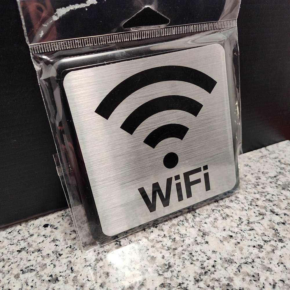 Black and Silver WiFi Access Point Sign